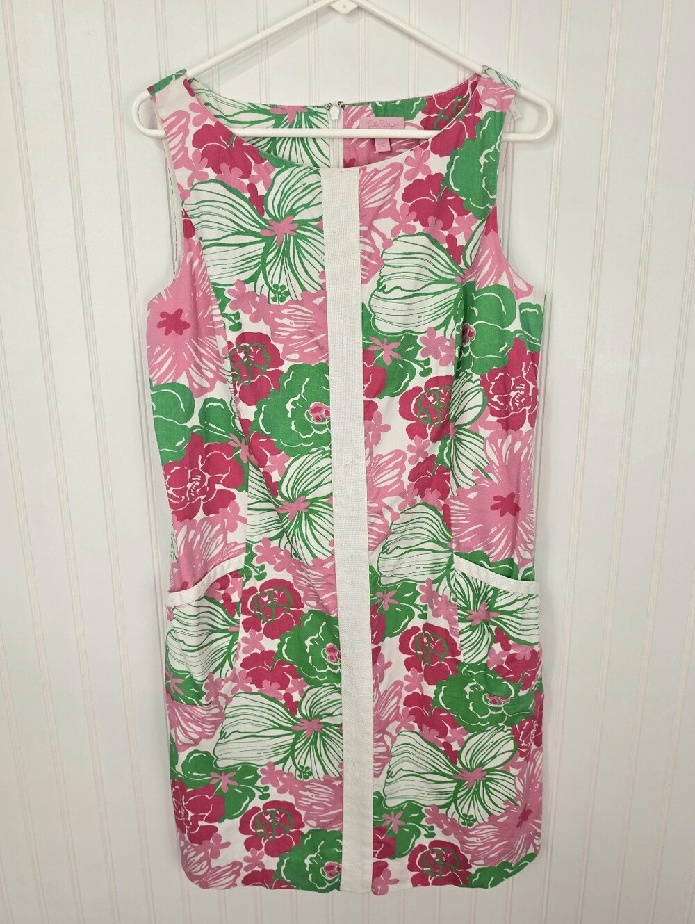 Lilly Pulitzer | Sleeveless Floral Pocket Dress Pink Green Size 10
